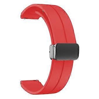 Kompatibel med Keep B4 / Huawei Watch Fit Mini 16mm silikonerstatningsrem, sort foldespænde (rød)