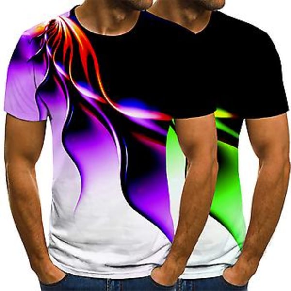 Fianao Mænds T-shirt med Ørnprint Kontrastfarve O-hals Fritid Sommer Top til Daglig Brug (M Sort)