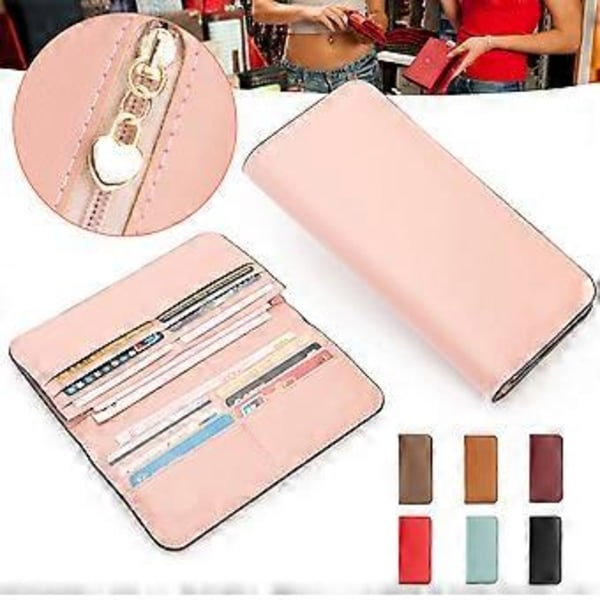 Magnetiskt Spänne Bifold Lång Plånbok Multifunktionell och Portabel för Resor (Rosa)