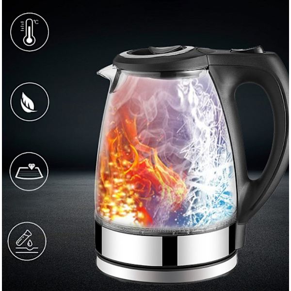 Glaskedel 1,8 l - 2200 W - Rustfrit stål med temperaturvalg - Tekande - 100% BPA-fri