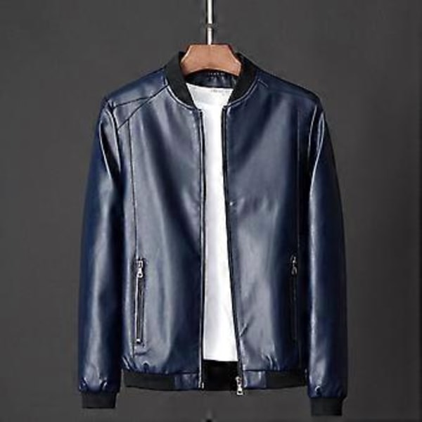 Vår Høst Ny Lær Herre Casual Jakke Koreansk Moderne Slim-fit Kjekk Ungdoms Motorsykkeljakke (XXXL svart)