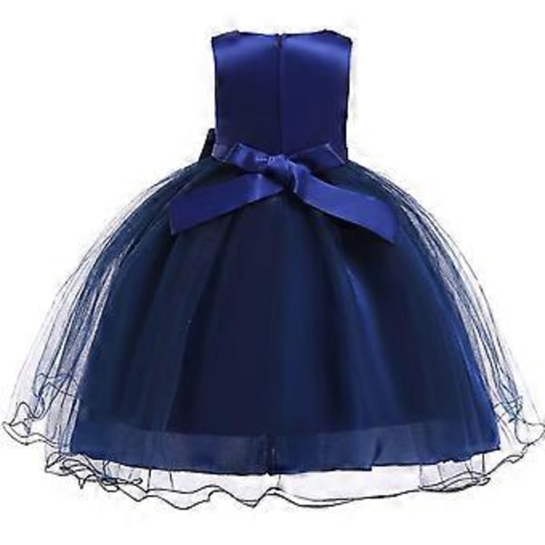 2023 Nyfödda flickors Pageant Spetsbroderade Klänningar Toddler Party Bowknot Tutu Klänning (140 Blå)