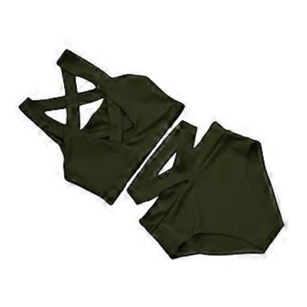 Sommar Sexig Bikini Baddräkt Tvådelad Snörning Sexig Bikini Baddräkt Strand Baddräkt (XL Grön)