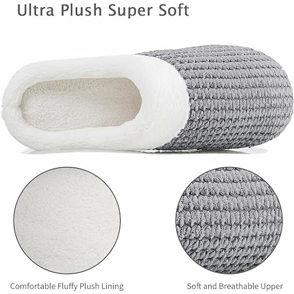 Hussko til kvinder Varme Hukommelsesskum Anti-Slip Hjemmesko Behagelige Bomulds Hjemmesko Soveværelse Sko Indendørs & Udendørs （42/43）