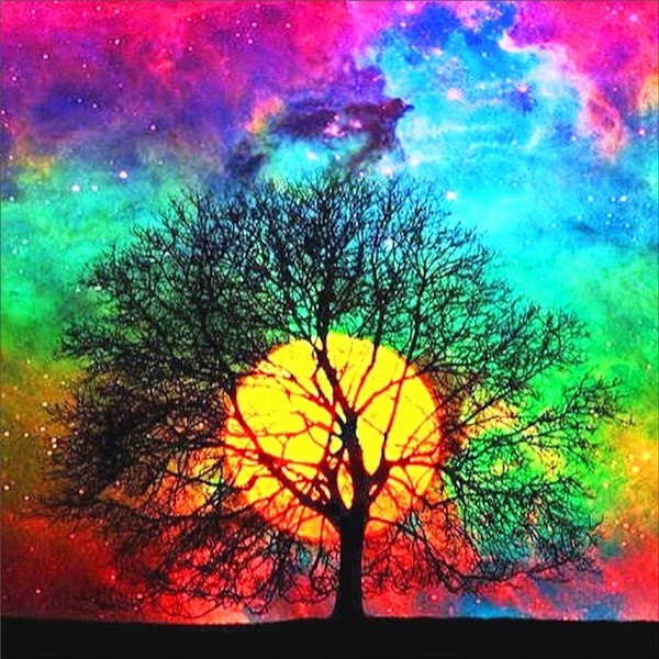 30 x 40 cm ,arbre de vie lune combinaison Diamond Painting Brod