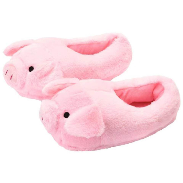 （Rosa gris） Cartoon söta inomhus tofflor - Vinter mjuka varma plysch hem skor - Unisex Emoji tofflor