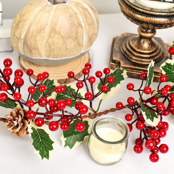 1 kappaletta joulu marja holly garland, 190cm joulu garlandit