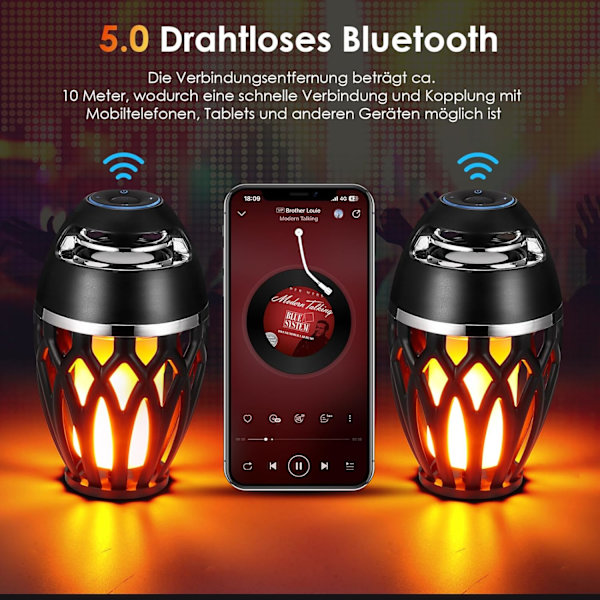 Bluetooth-højttaler med LED-lys - Vandtæt trådløs højttaler -