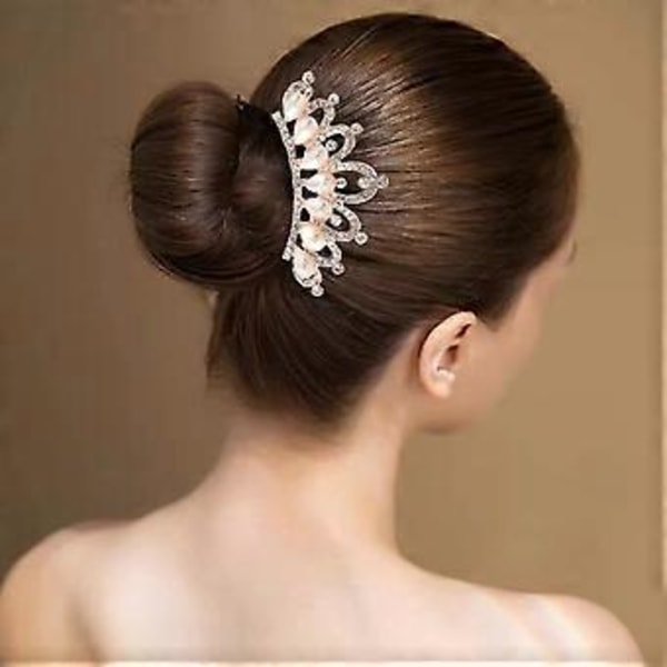 Hårspenner med krystallblomster, hårspenner med rhinestones, firkantede hårspenner med zirkoniumkrystaller Crown