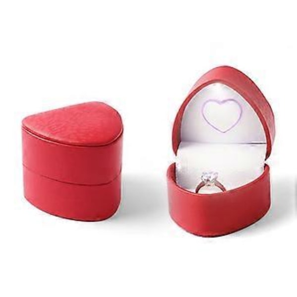 Elegant LED Smyckeskrin Hjärta Form Smyckesdisplay Behållare Tillbehör Displayhållare för Ringar Armband Påfågelblå (Påfågelblå)