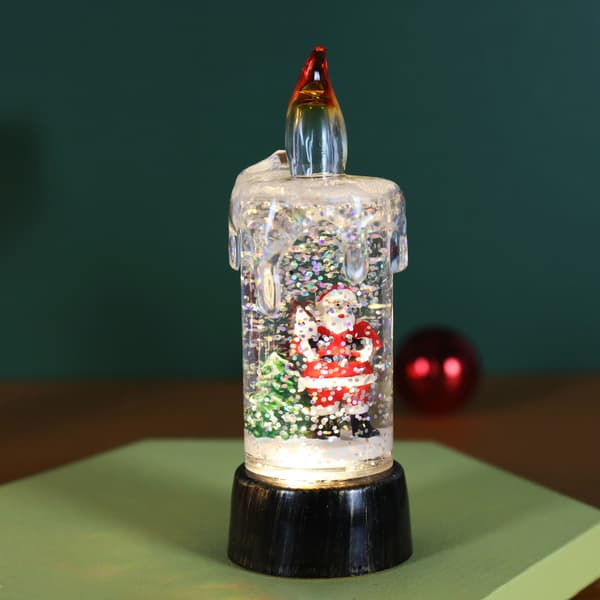 Sæt med 3 flammeløse juleduftlys med timer; snekuglelys til julepynt.