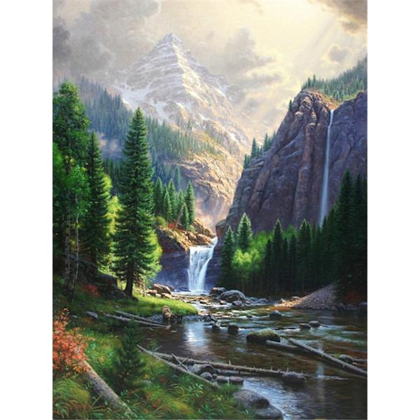 30x40 cm 5D DIY Diamantmaleri Komplett, Panoramisk Vannfall