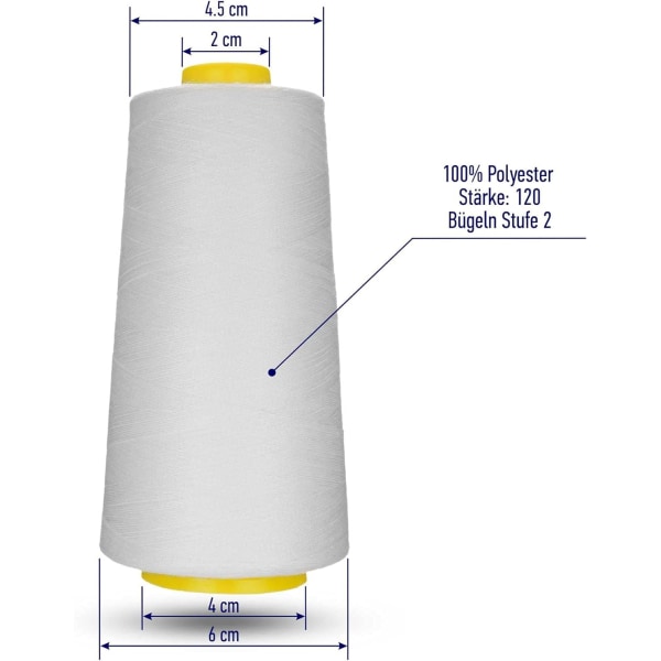 4 spoler overkastetråd 40S/2 Hvid