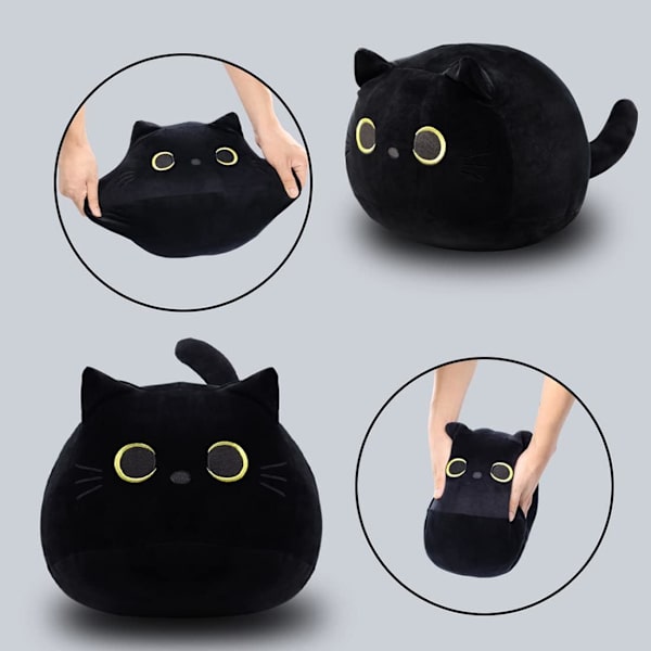 Musta Kissa Pehmolelu, 3D Musta Kissa Pehmoeläin Leikkieläin Tyyny