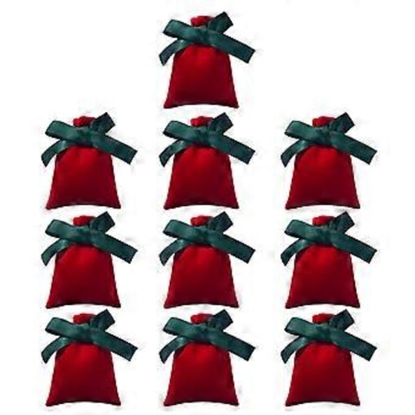 10 stk. Snørebånd Bowknot Fløjlspose Praktisk opbevaringspose til smykker og tilbehør Kvinder Piger Rejse Essential rød 5 (rød 5)