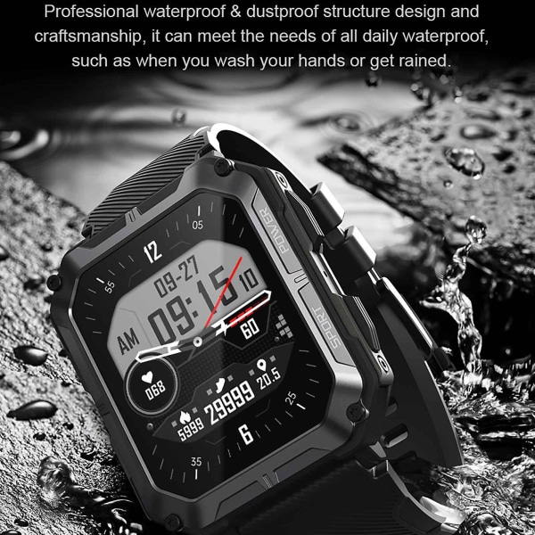Musta, uusi C20pro Bluetooth call watch, ulkokäyttöön kolmenkestävä