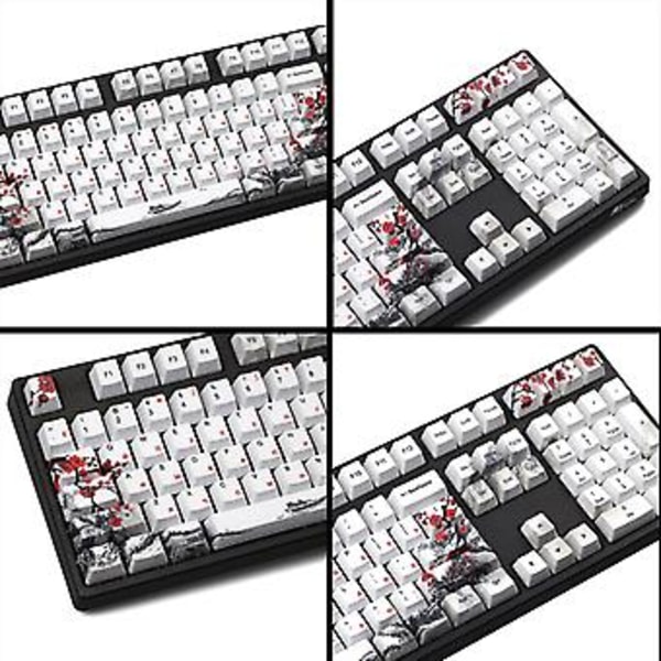 Plommonblom Ryska Tangentknappar PBT Sublimering Mekanisk Tangentbord Tangentknapp 110 Tangenter (Ryska)