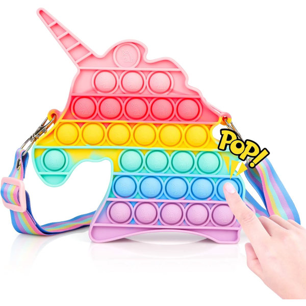 Push Pop Bubble Sensory Fidget Toy Axelväska för flickor Po