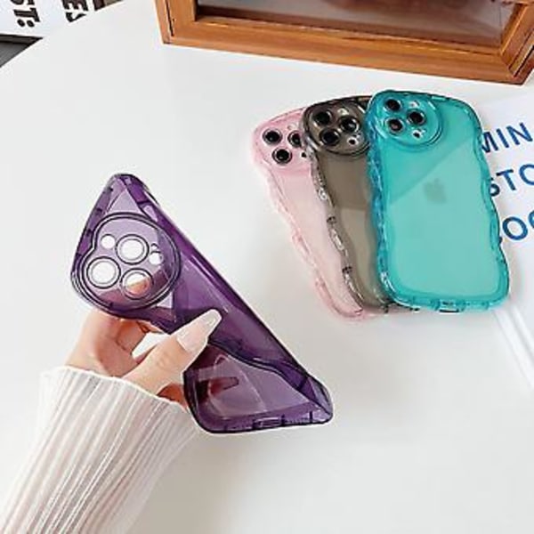 Mobilfodral för iPhone 13 Pro Max 6.7\", Sött Transparent Love-fodral, Med Hjärtformad Kameraram, Vågig Kant, Fullt Skydd, Mjuk TPU, Stötsäker