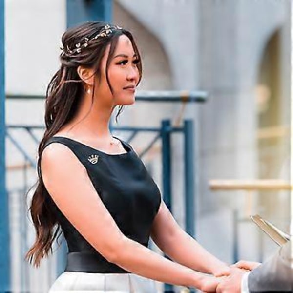 12 st Mode Diamant Bröllopsfest Skönhetstävling Tiara Krona Korsage Broschnål (Guld)