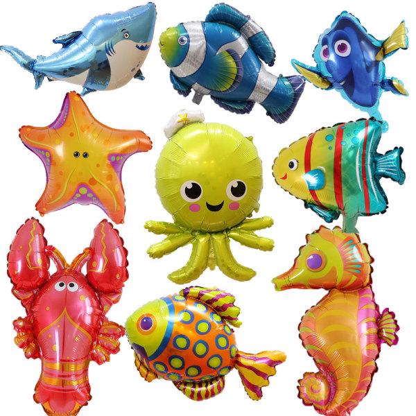 9 stycken Havsdjursballonger under havsballongerna bläckfisk