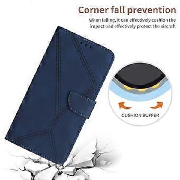 Läderfodral för iPhone 15 Pro Skin-touch Flip Stativ Plånbok Imprimerad Linje Telefonfodral (Stil F)