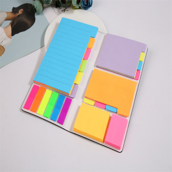 Sticky Notes i 6 format 7 färger, självhäftande markörer för kontor