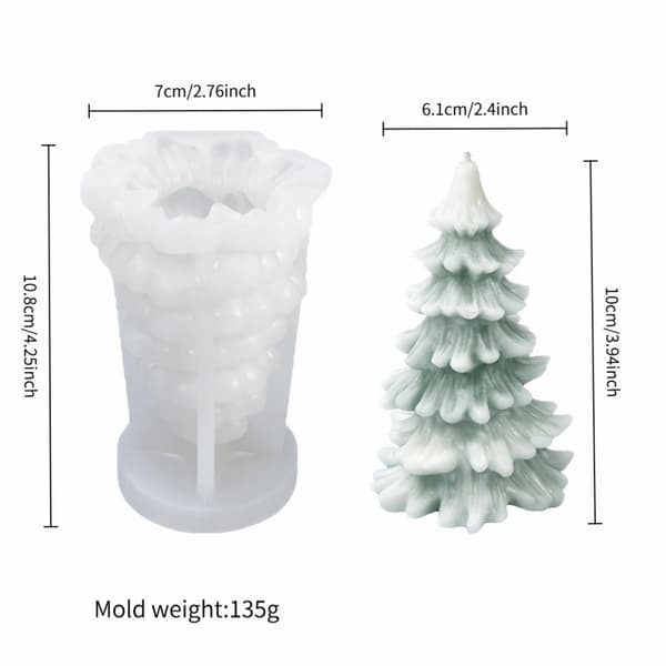 Silikon juletrelysform, DIY duftlys og gavedekorasjoner, eviggrønt juletre