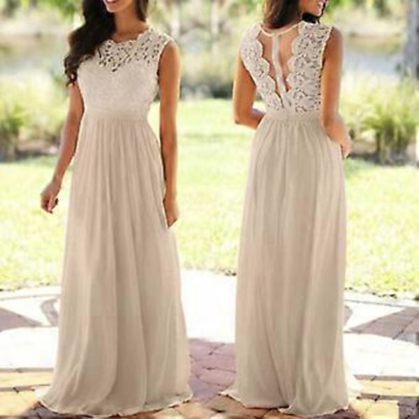 Stort prisfall Ny Dame Blonde Elegant Bryllups Aftenkjole, Lang Casual blondekjole, Brudepikekjoler, S-XXL(S Rosa)