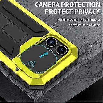 Metall + Silikon Skyddande Skal för iPhone 14 Pro Max (Gul)