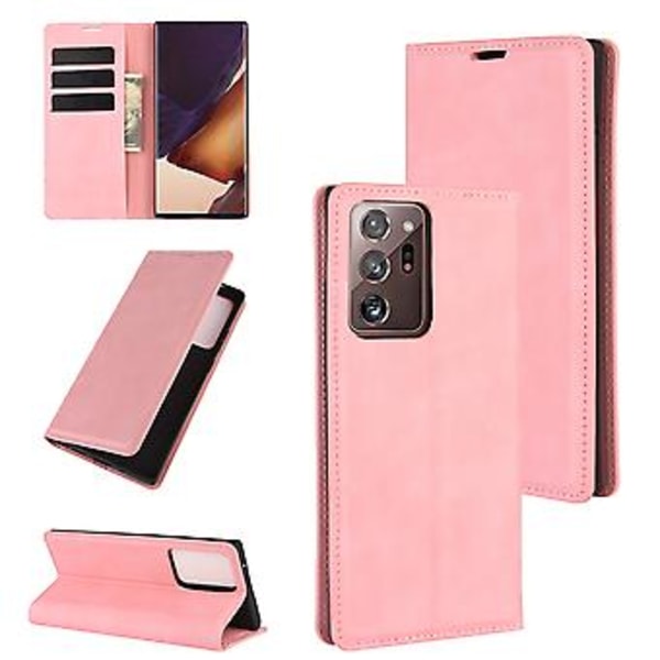 Magnetisk Suge-Læder TPU-Etui til Galaxy Note20 Ultra (Pink)