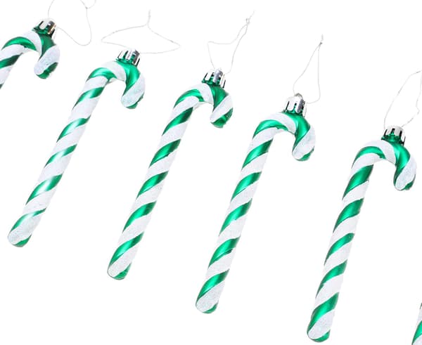 6 stk. glitrende jule-slikkepinde til juletræet, jule- og nytårsfestpynt (Grøn) Green