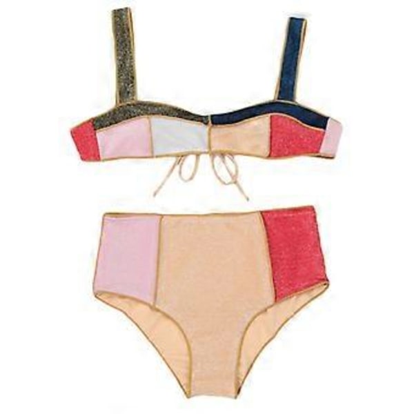Sexig Dam Bikini Set Baddräkt Push Up Badkläder Sömfärg Strand Baddräkt Kvinnlig Tanga Strandkläder för Triangel B M(M )