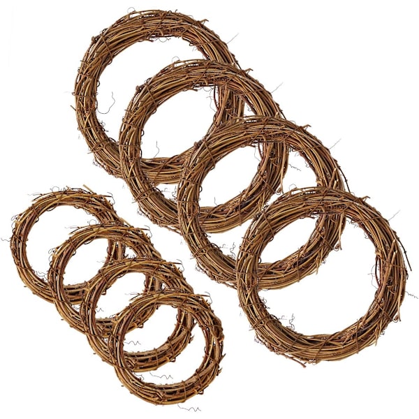 8 luonnonviiniköynnöksen kranssisetti - 2 kokoa - pääsiäis- ja kevätkransseihin