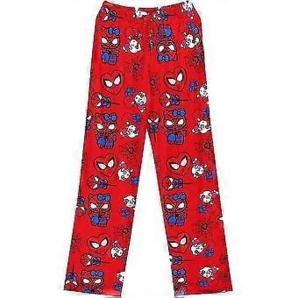Cartoontryckta Pyjamasbyxor Casual Sömnkläder Loungewear Byxor Underdelar för Kvinnor Tonåringar Flickor (Röd Katt L)