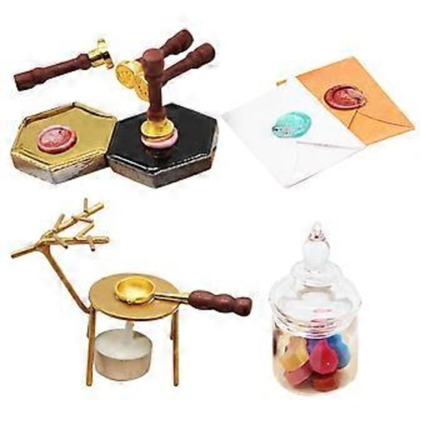 1 set Miniatyr Simulerad Vaxsigill Modell Dockhus Mini Dekoration Mini Hus Tillbehör