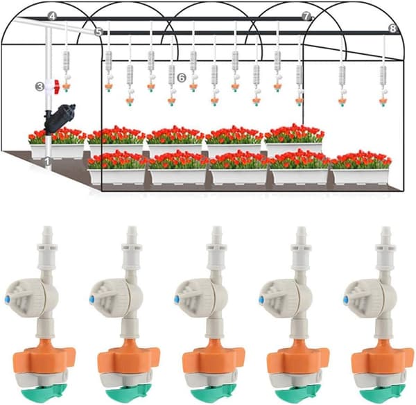 5 kpl pyörivä sprinkler anti-drip ripustussuihkulla