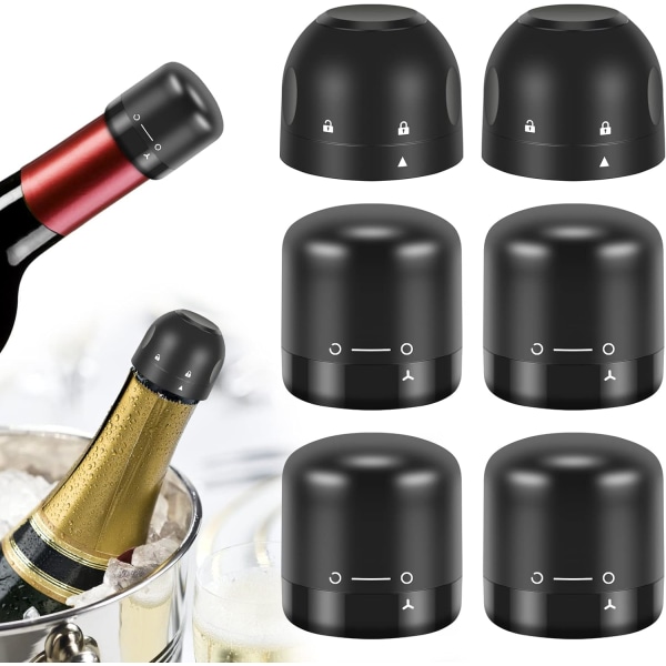 6 stk. vinpropper champagnepropper genanvendelig vinopbevaring