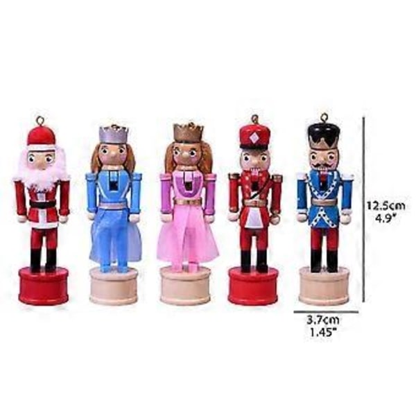 13cm Nötknäppare Ornament Set Trä Soldat Hänge Jul Hängande Dekorationer för Julgran Fest Heminredningstillbehör