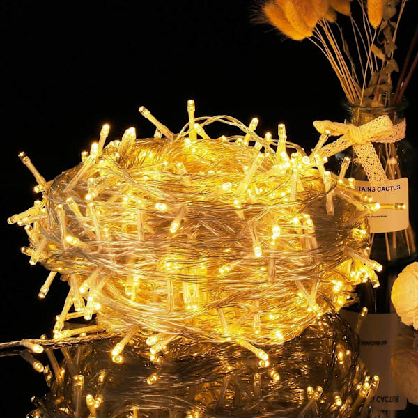 Ljusslinga 33ft 100 Leds , Julbelysning Plug in med 8 Flas
