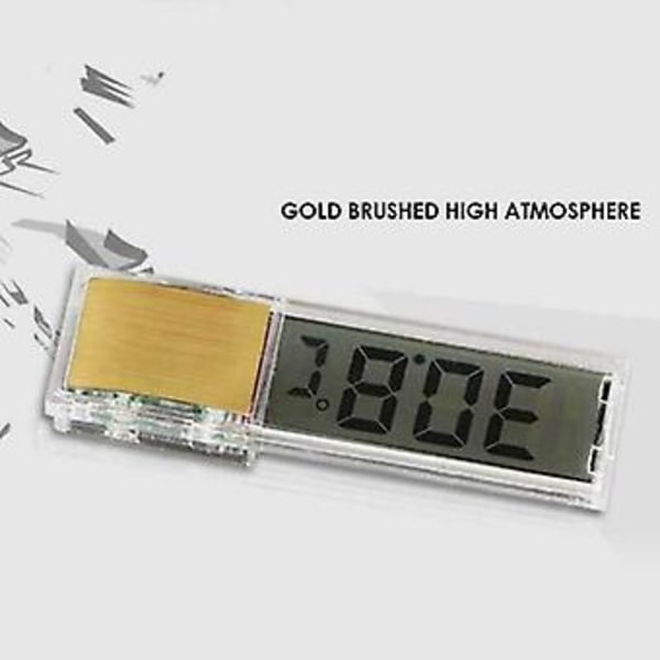 LCD Digitalt Akvarium Vandtank Temperatur Termometer Krystal LCD Glas (Guld)