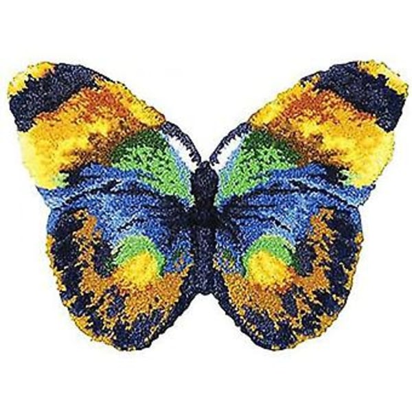 Latch Hook Kits Tæppe med Butterfly Form Broderi Tæppe Tapestry Kits til Voksne Børn Begynder DIY Tæppefremstilling Kits Tæppe Hæklet Garn Kits, 52X38cm
