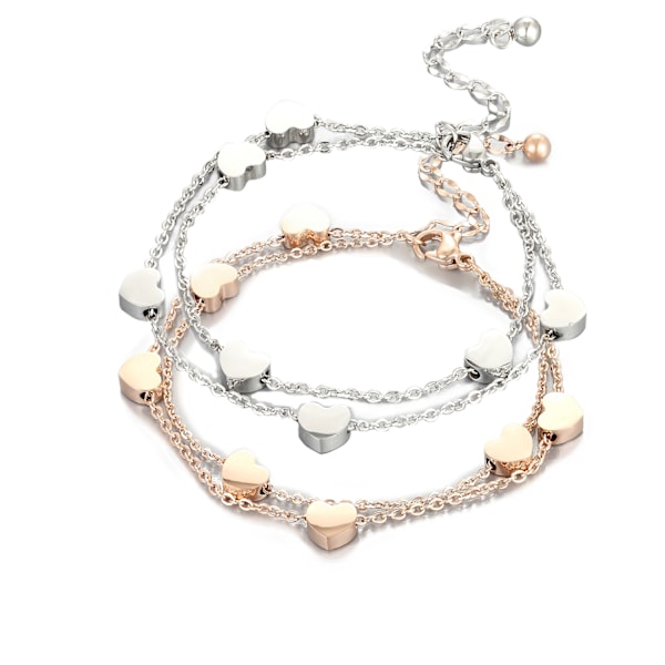 Kærlighed Rustfrit Stål Link Kæde Blank Hjerte Charms Armbånd til c