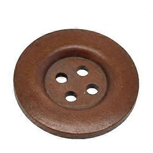 30 stk. 40 mm Runde Sag Fire Hull Mønster Dekorative Knapper for Sying Scrapbooking Håndverk (Brun)