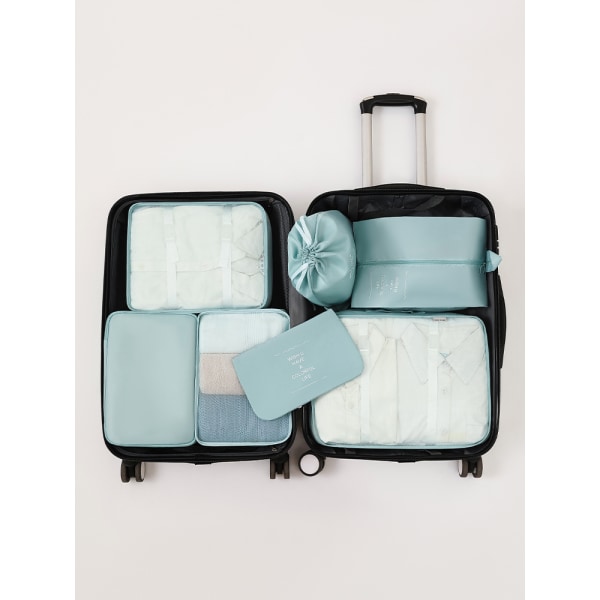 Blå, reisebagasjehåndtering 7-delt sett, klespose, sko,
