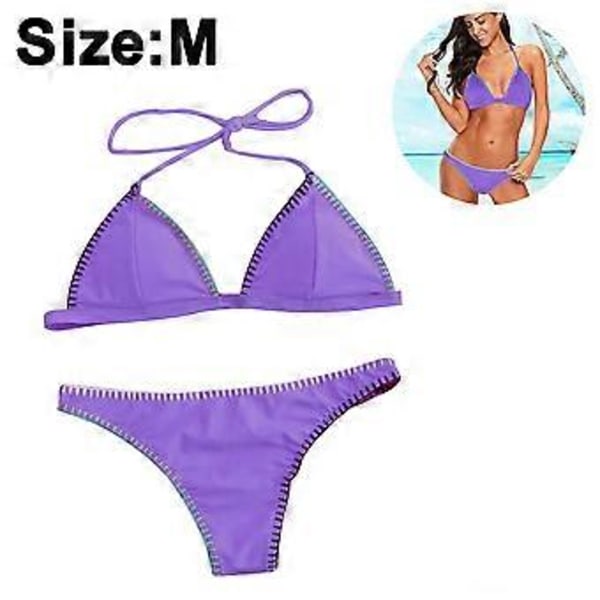 Bikini Baddräkt för Kvinnor Triangel String Halter Tvådelad Baddräkt Set