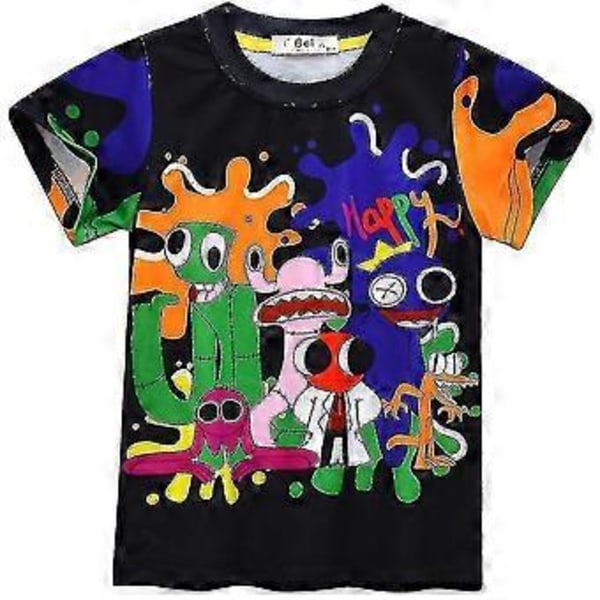 Barn Gutter Jenter Rainbow Friends Kort Ermet T-skjorte Rund Hals Sommer Casual Tee Tegneserie Topper (7-8 År D)