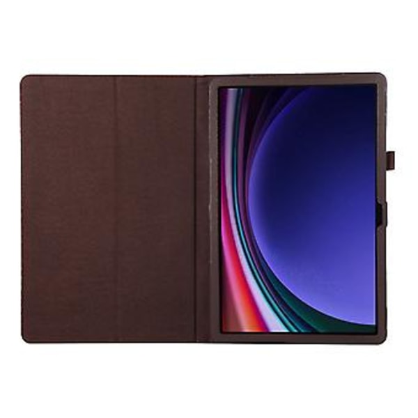 Tabletskydd i Litchi-struktur för Samsung Galaxy Tab S9+ (Brun)