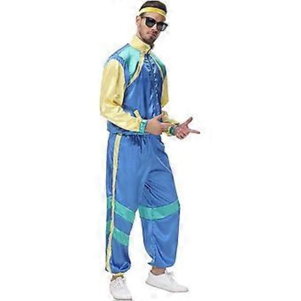 Rave-antrekk for kvinner, skinnende crop top-hettegenser, metallisk fritidsbukse, hettegenser-treningsgenser, discodanse-klubbklær (XX-Large Blå-Gul)