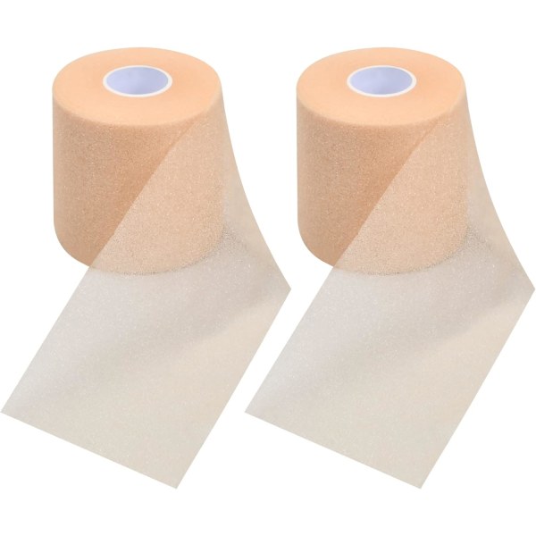 (Skin)2 Rolls Sports Foam Tejp 7cmx27m, Pre-Wrap Athletic Non-Adhesive Hypoallergenic Tejp, Underwra